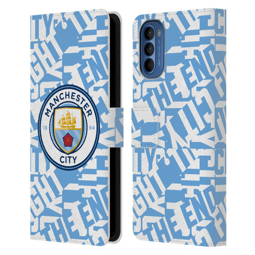 Manchester City Man City FC Graphics Sky Blue Pattern Fight Leather Book Wallet Case Cover For Motorola Moto G41