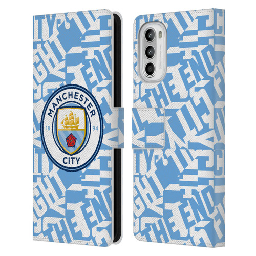 Manchester City Man City FC Graphics Sky Blue Pattern Fight Leather Book Wallet Case Cover For Motorola Moto G52