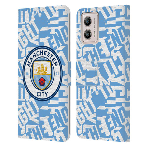 Manchester City Man City FC Graphics Sky Blue Pattern Fight Leather Book Wallet Case Cover For Motorola Moto G53 5G