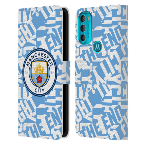 Manchester City Man City FC Graphics Sky Blue Pattern Fight Leather Book Wallet Case Cover For Motorola Moto G71 5G