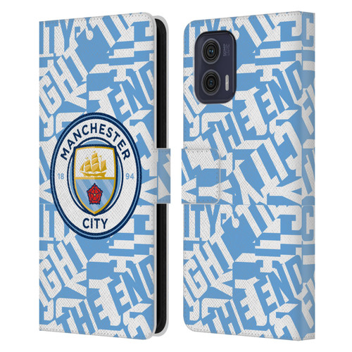 Manchester City Man City FC Graphics Sky Blue Pattern Fight Leather Book Wallet Case Cover For Motorola Moto G73 5G