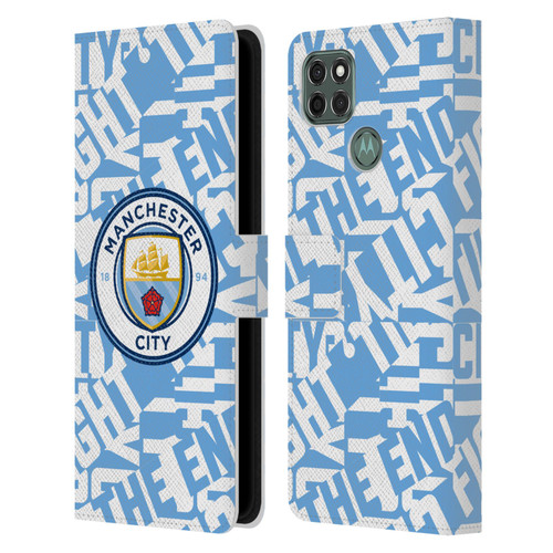 Manchester City Man City FC Graphics Sky Blue Pattern Fight Leather Book Wallet Case Cover For Motorola Moto G9 Power