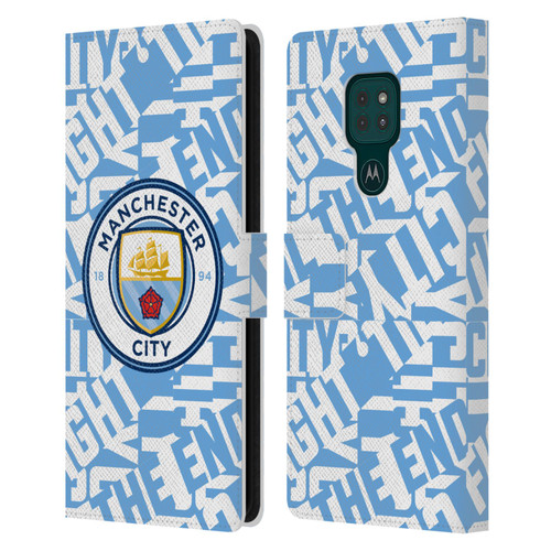 Manchester City Man City FC Graphics Sky Blue Pattern Fight Leather Book Wallet Case Cover For Motorola Moto G9 Play