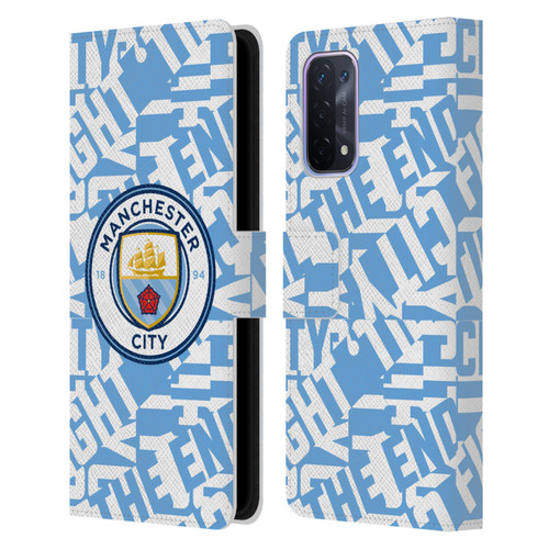 Manchester City Man City FC Graphics Sky Blue Pattern Fight Leather Book Wallet Case Cover For OPPO A54 5G