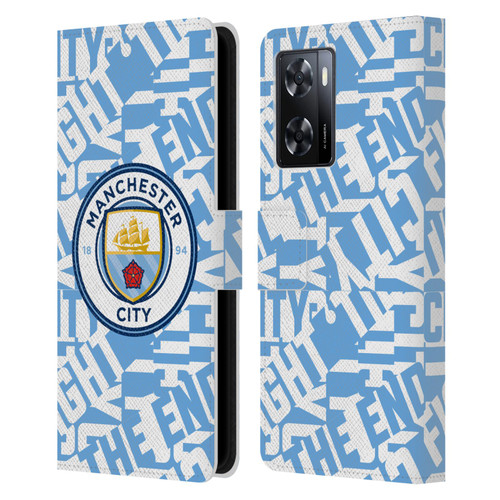 Manchester City Man City FC Graphics Sky Blue Pattern Fight Leather Book Wallet Case Cover For OPPO A57s