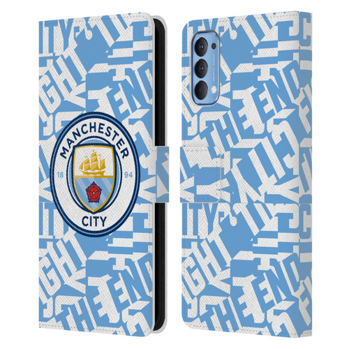 Manchester City Man City FC Graphics Sky Blue Pattern Fight Leather Book Wallet Case Cover For OPPO Reno 4 5G