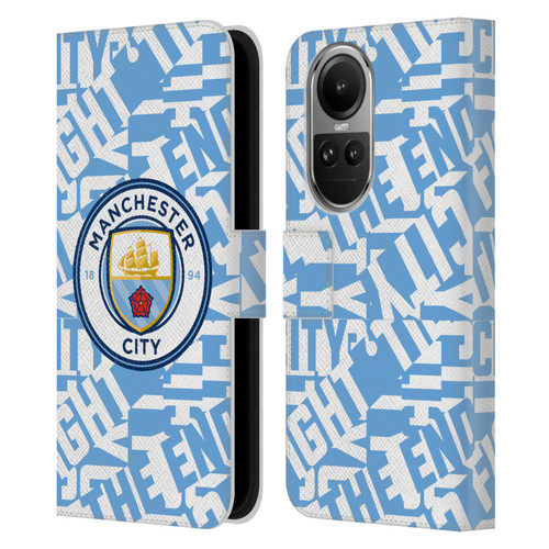 Manchester City Man City FC Graphics Sky Blue Pattern Fight Leather Book Wallet Case Cover For OPPO Reno10 5G / Reno10 Pro 5G