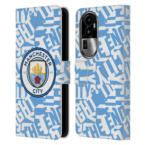 Manchester City Man City FC Graphics Sky Blue Pattern Fight Leather Book Wallet Case Cover For OPPO Reno10 Pro+