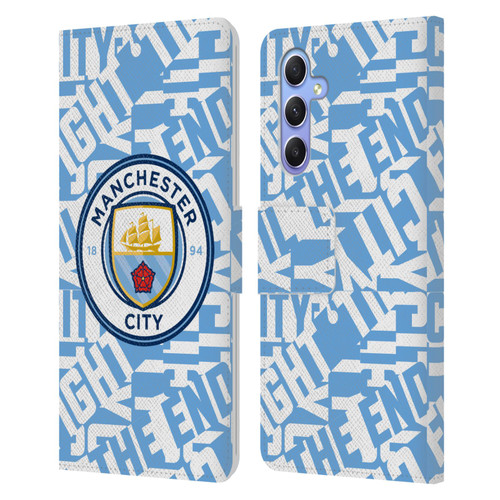 Manchester City Man City FC Graphics Sky Blue Pattern Fight Leather Book Wallet Case Cover For Samsung Galaxy A34 5G