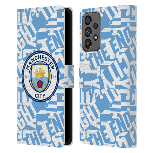 Manchester City Man City FC Graphics Sky Blue Pattern Fight Leather Book Wallet Case Cover For Samsung Galaxy A73 5G (2022)