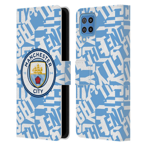 Manchester City Man City FC Graphics Sky Blue Pattern Fight Leather Book Wallet Case Cover For Samsung Galaxy F22 (2021)