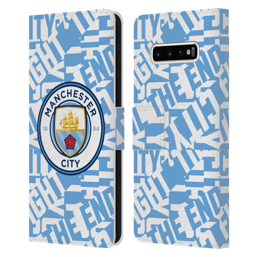 Manchester City Man City FC Graphics Sky Blue Pattern Fight Leather Book Wallet Case Cover For Samsung Galaxy S10+ / S10 Plus