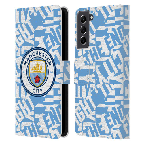 Manchester City Man City FC Graphics Sky Blue Pattern Fight Leather Book Wallet Case Cover For Samsung Galaxy S21 FE 5G