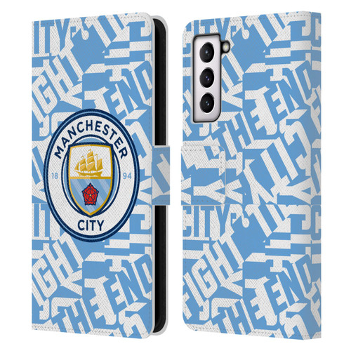 Manchester City Man City FC Graphics Sky Blue Pattern Fight Leather Book Wallet Case Cover For Samsung Galaxy S21 5G