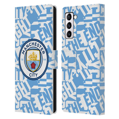 Manchester City Man City FC Graphics Sky Blue Pattern Fight Leather Book Wallet Case Cover For Samsung Galaxy S21+ 5G