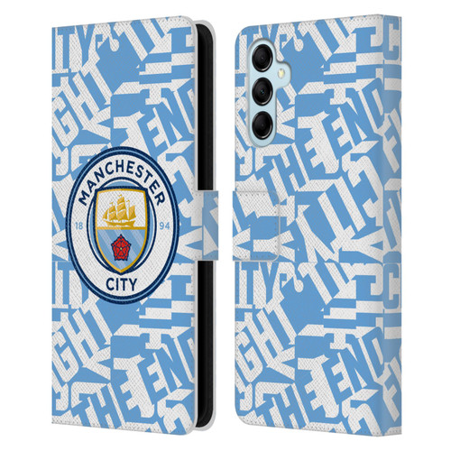 Manchester City Man City FC Graphics Sky Blue Pattern Fight Leather Book Wallet Case Cover For Samsung Galaxy M14 5G