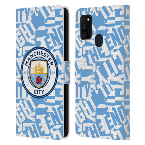 Manchester City Man City FC Graphics Sky Blue Pattern Fight Leather Book Wallet Case Cover For Samsung Galaxy M30s (2019)/M21 (2020)