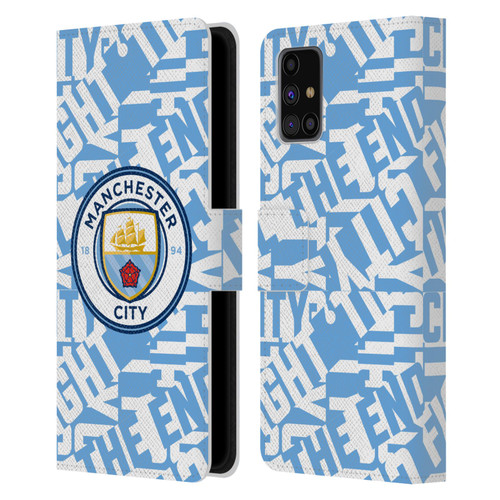 Manchester City Man City FC Graphics Sky Blue Pattern Fight Leather Book Wallet Case Cover For Samsung Galaxy M31s (2020)