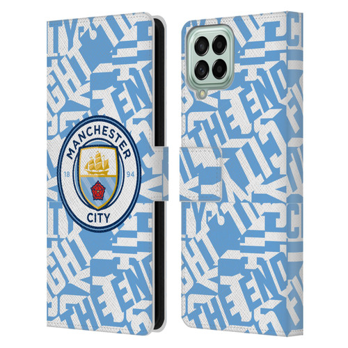 Manchester City Man City FC Graphics Sky Blue Pattern Fight Leather Book Wallet Case Cover For Samsung Galaxy M33 (2022)