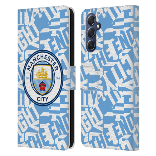 Manchester City Man City FC Graphics Sky Blue Pattern Fight Leather Book Wallet Case Cover For Samsung Galaxy M54 5G