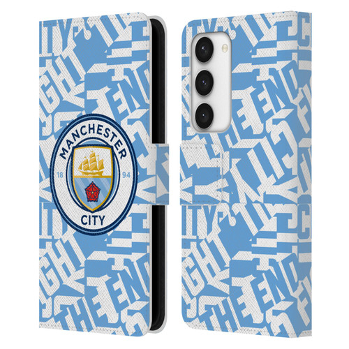 Manchester City Man City FC Graphics Sky Blue Pattern Fight Leather Book Wallet Case Cover For Samsung Galaxy S23 5G