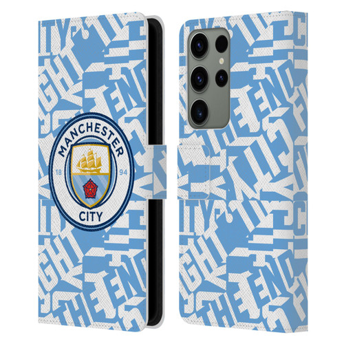 Manchester City Man City FC Graphics Sky Blue Pattern Fight Leather Book Wallet Case Cover For Samsung Galaxy S23 Ultra 5G