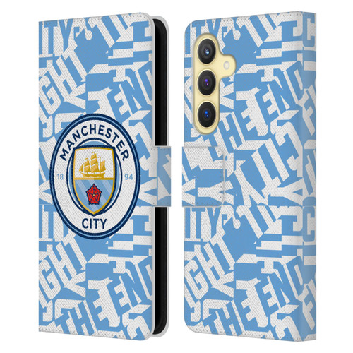 Manchester City Man City FC Graphics Sky Blue Pattern Fight Leather Book Wallet Case Cover For Samsung Galaxy S24 5G