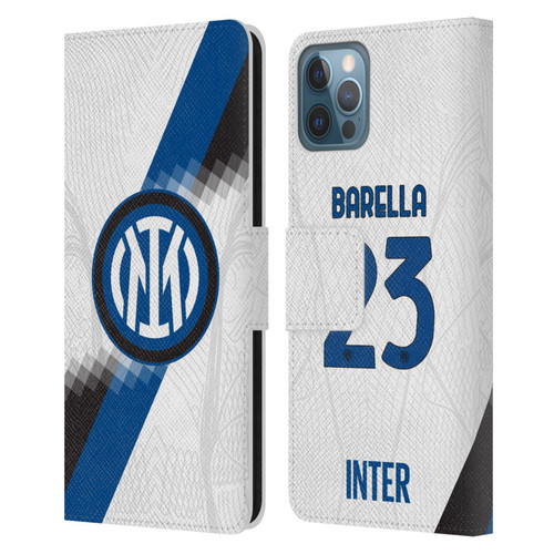 Fc Internazionale Milano 2023/24 Players Away Kit Nicolò Barella Leather Book Wallet Case Cover For Apple iPhone 12 / iPhone 12 Pro