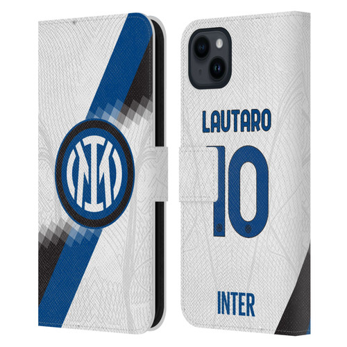 Fc Internazionale Milano 2023/24 Players Away Kit Lautaro Martínez Leather Book Wallet Case Cover For Apple iPhone 15 Plus