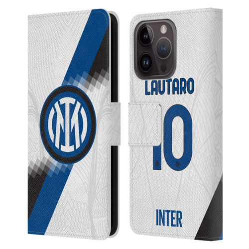 Fc Internazionale Milano 2023/24 Players Away Kit Lautaro Martínez Leather Book Wallet Case Cover For Apple iPhone 15 Pro