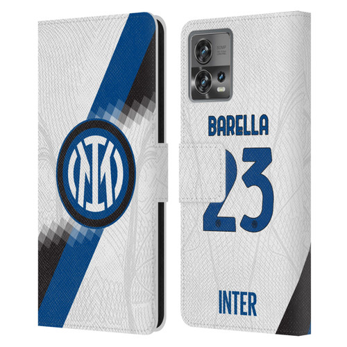 Fc Internazionale Milano 2023/24 Players Away Kit Nicolò Barella Leather Book Wallet Case Cover For Motorola Moto Edge 30 Fusion