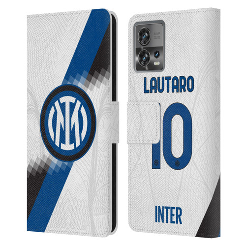 Fc Internazionale Milano 2023/24 Players Away Kit Lautaro Martínez Leather Book Wallet Case Cover For Motorola Moto Edge 30 Fusion