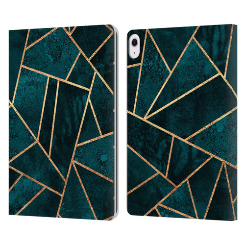 Elisabeth Fredriksson Sparkles Deep Teal Stone Leather Book Wallet Case Cover For Apple iPad Air 13 2024