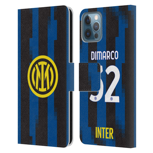Fc Internazionale Milano 2023/24 Players Home Kit Federico Dimarco Leather Book Wallet Case Cover For Apple iPhone 12 / iPhone 12 Pro