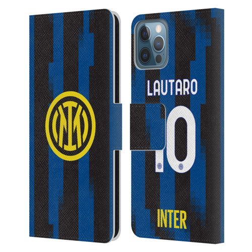 Fc Internazionale Milano 2023/24 Players Home Kit Lautaro Martínez Leather Book Wallet Case Cover For Apple iPhone 12 / iPhone 12 Pro