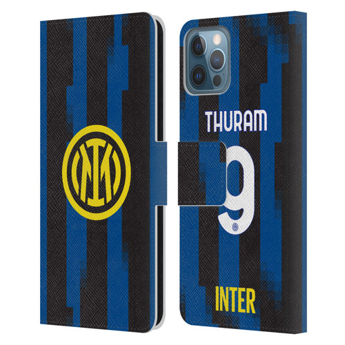 Fc Internazionale Milano 2023/24 Players Home Kit Marcus Thuram Leather Book Wallet Case Cover For Apple iPhone 12 / iPhone 12 Pro