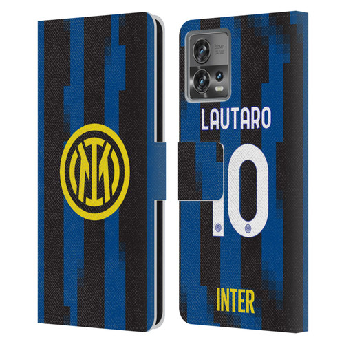 Fc Internazionale Milano 2023/24 Players Home Kit Lautaro Martínez Leather Book Wallet Case Cover For Motorola Moto Edge 30 Fusion
