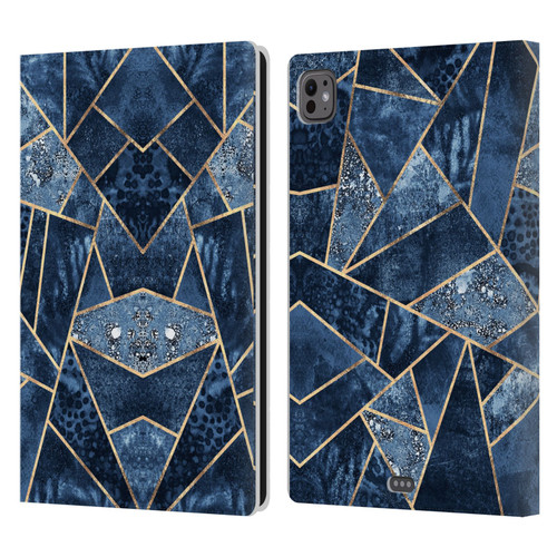 Elisabeth Fredriksson Stone Collection Blue Leather Book Wallet Case Cover For Apple iPad Pro 11 M4 2024