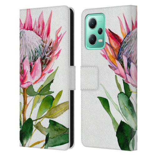 Mai Autumn Floral Blooms Protea Leather Book Wallet Case Cover For Xiaomi Redmi Note 12 5G