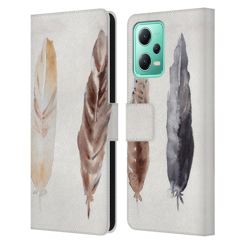 Mai Autumn Feathers Pattern Leather Book Wallet Case Cover For Xiaomi Redmi Note 12 5G