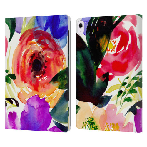 Mai Autumn Floral Garden Bloom Leather Book Wallet Case Cover For Apple iPad Air 13 2024