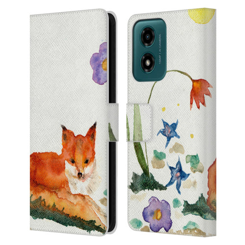 Wyanne Animals Little Fox In The Garden Leather Book Wallet Case Cover For Motorola Moto G04/G04s/G24 4G