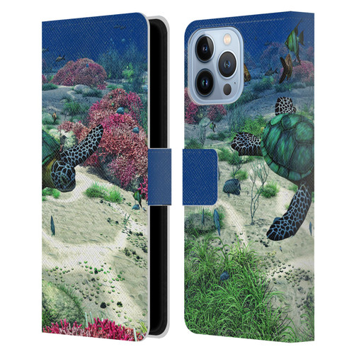 Simone Gatterwe Life In Sea Turtle Leather Book Wallet Case Cover For Apple iPhone 13 Pro Max