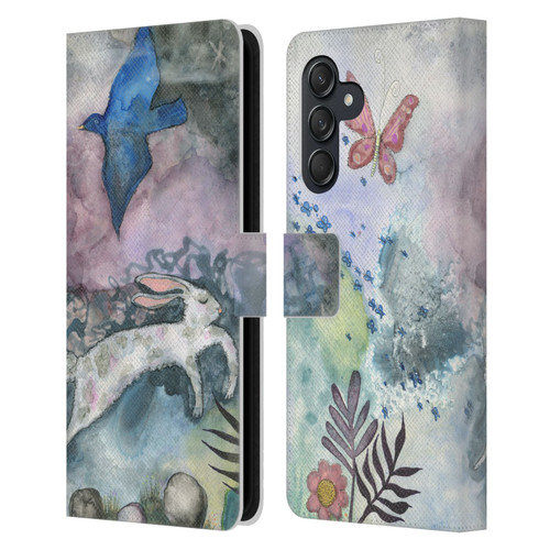 Wyanne Animals Bird and Rabbit Leather Book Wallet Case Cover For Samsung Galaxy M55 5G