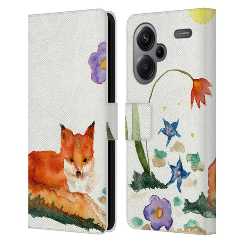 Wyanne Animals Little Fox In The Garden Leather Book Wallet Case Cover For Xiaomi Redmi Note 13 Pro Plus 5G