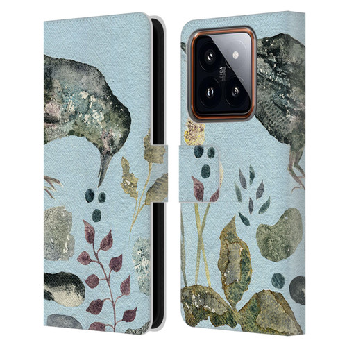 Wyanne Birds Fallen Blueberries Leather Book Wallet Case Cover For Xiaomi 14