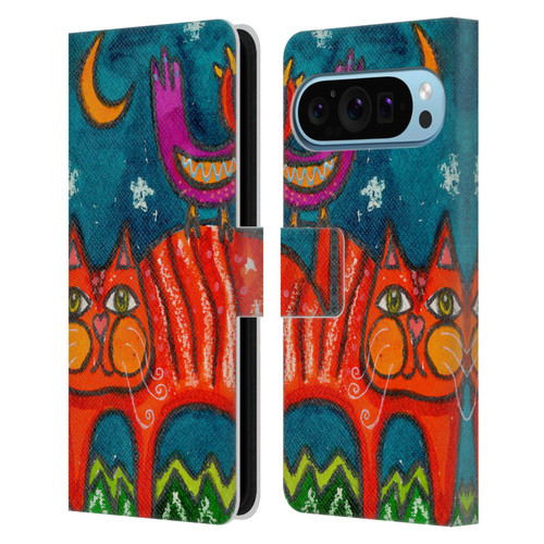 Wyanne Cat Birdy Got My Tail Kitty Leather Book Wallet Case Cover For Google Pixel 9 / Pixel 9 Pro