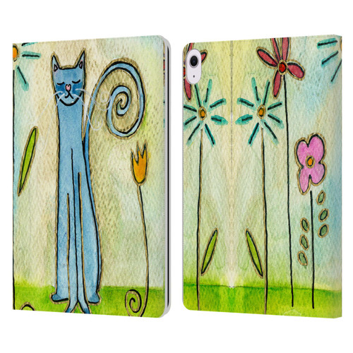 Wyanne Cat Blue Cat In The Flower Garden Leather Book Wallet Case Cover For Apple iPad Air 13 2024