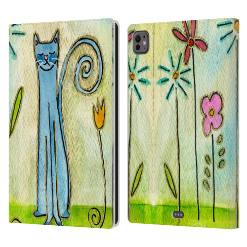 Wyanne Cat Blue Cat In The Flower Garden Leather Book Wallet Case Cover For Apple iPad Pro 11 M4 2024