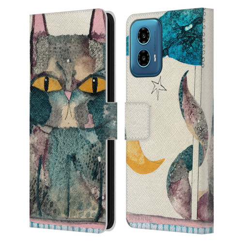 Wyanne Cat By The Light Of The Moon Leather Book Wallet Case Cover For Motorola Moto G34 5G